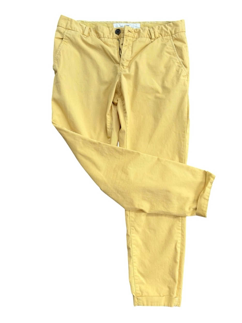 Size 8 H&M Men's Yellow Chino Pants - Slim Casual Style 98%Cotton